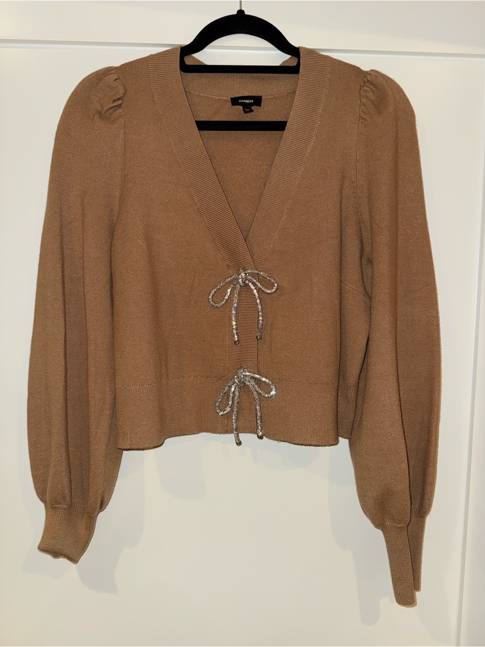 Luxe crystal bow cardigan